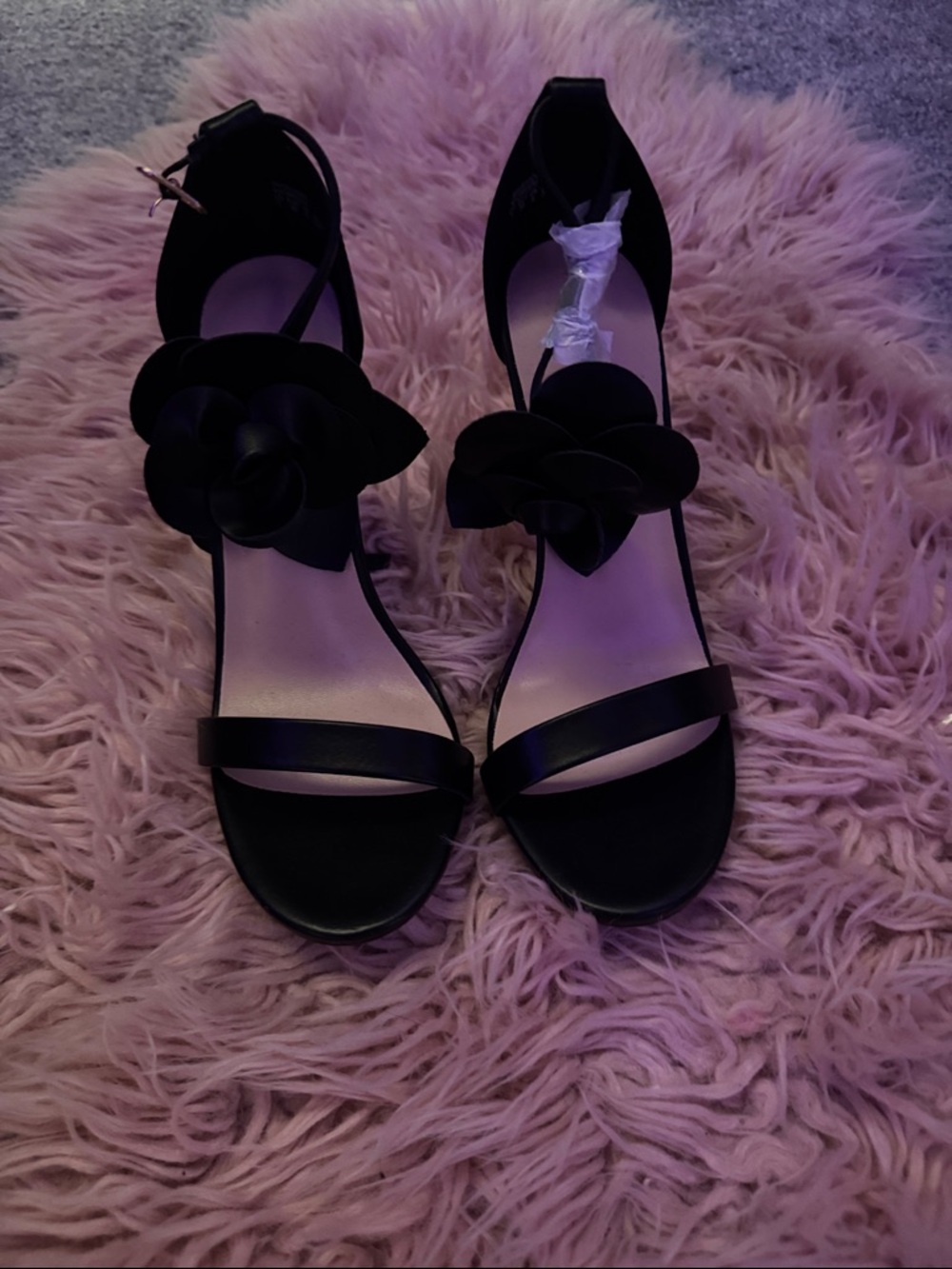 Elegant Black Flower Ankle-Strap Women's Sandals